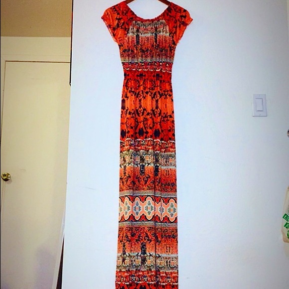 Just Funky Orange Maxi Dress - Picture 2 of 5